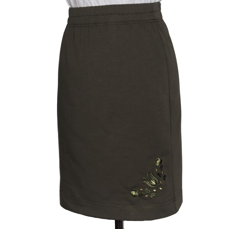 Olivovo zelená suknička s výšivkou