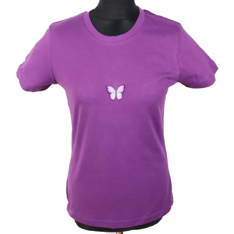 Dámske tričko Motýlik fialové. Veľkosť M 2